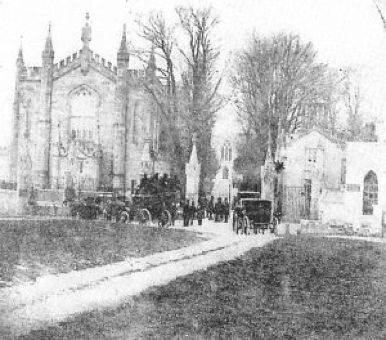 1860s: the entrance to Mount Jerome. The National School is on the far right.