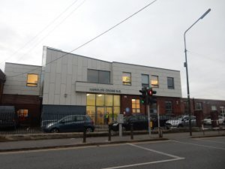 The new school facade in 2017